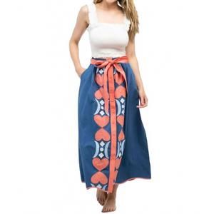 NEW BEAU & RO hearts prairie skirt in navy